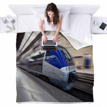 High-speed Train In Motion Blankets 26839141