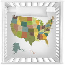 Highly Detailed Political USA Map.Layers Used. Nursery Decor 55136866