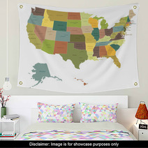 Highly Detailed Political USA Map.Layers Used. Wall Art 55136866