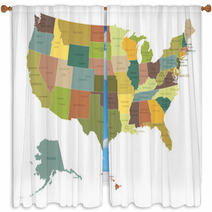 Highly Detailed Political USA Map.Layers Used. Window Curtains 55136866