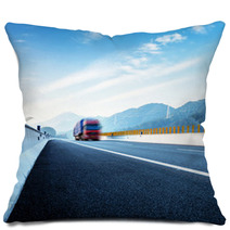 Highway And Red Truck Pillows 58516528