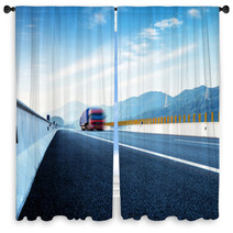 Highway And Red Truck Window Curtains 58516528