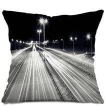 Highway Traffic At Night. Cars Lights In Motion. Transport Pillows 66389513