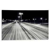 Highway Traffic At Night. Cars Lights In Motion. Transport Rugs 66389513
