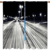 Highway Traffic At Night. Cars Lights In Motion. Transport Window Curtains 66389513