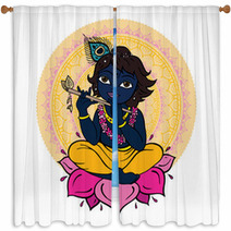 Hindu God Krishna Window Curtains 67408890