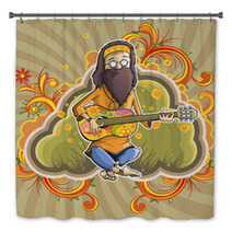Hippie With Guitar In Nirvana Bath Decor 20009435