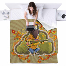 Hippie With Guitar In Nirvana Blankets 20009435