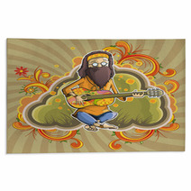 Hippie With Guitar In Nirvana Rugs 20009435
