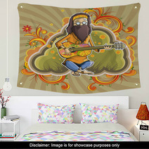 Hippie With Guitar In Nirvana Wall Art 20009435
