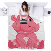 Hippo Cartoon Blankets 65923531