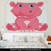 Hippo Cartoon Wall Art 65923531