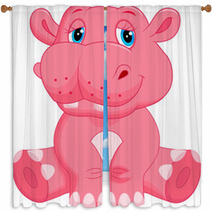Hippo Cartoon Window Curtains 65923531