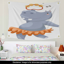 Hippo Vector Illustration On A White Background Wall Art 42321585