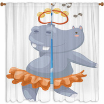 Hippo Vector Illustration On A White Background Window Curtains 42321585