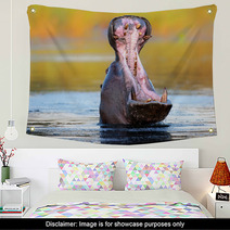 Hippopotamus Displaying Aggressive Behavior Wall Art 61440293