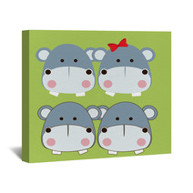 Hippos Design Wall Art 55649220