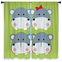 Hippos Design Window Curtains 55649220