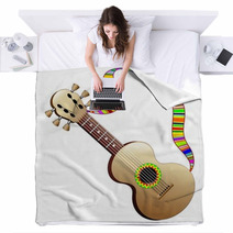 Hippy Cool Guitar Musical Instrument-Chitarra Strumento Musicale Blankets 50383344