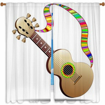 Hippy Cool Guitar Musical Instrument-Chitarra Strumento Musicale Window Curtains 50383344