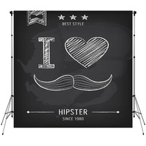 Hipster Background, Mustaches, Chalkboard Backdrops 60689428