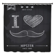 Hipster Background, Mustaches, Chalkboard Bath Decor 60689428