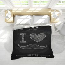 Hipster Background, Mustaches, Chalkboard Bedding 60689428