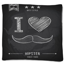 Hipster Background, Mustaches, Chalkboard Blankets 60689428