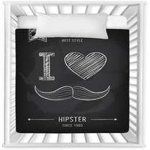 Hipster Background, Mustaches, Chalkboard Nursery Decor 60689428