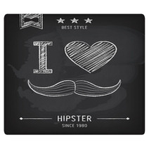 Hipster Background, Mustaches, Chalkboard Rugs 60689428