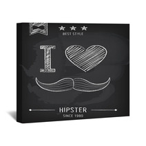 Hipster Background, Mustaches, Chalkboard Wall Art 60689428