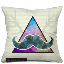 Hipster Background With A Mustache Pillows 69534213