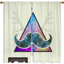 Hipster Background With A Mustache Window Curtains 69534213