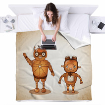 Hipster Friendly Robots Blankets 63596205