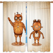 Hipster Friendly Robots Window Curtains 63596205