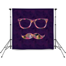 Hipster Icon With Geometric Grunge Background Backdrops 61178048
