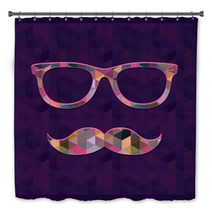 Hipster Icon With Geometric Grunge Background Bath Decor 61178048