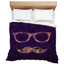 Hipster Icon With Geometric Grunge Background Bedding 61178048