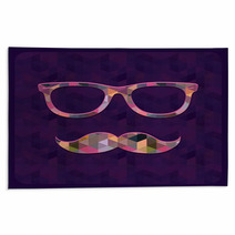 Hipster Icon With Geometric Grunge Background Rugs 61178048