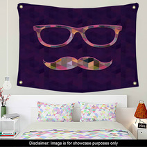 Hipster Icon With Geometric Grunge Background Wall Art 61178048