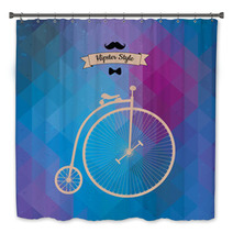 Hipster Monocycle. Triangle Background, Vector Illustration Bath Decor 59608752