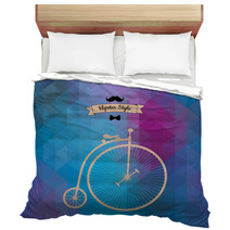 Hipster Monocycle. Triangle Background, Vector Illustration Bedding 59608752