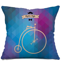 Hipster Monocycle. Triangle Background, Vector Illustration Pillows 59608752