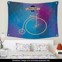 Hipster Monocycle. Triangle Background, Vector Illustration Wall Art 59608752