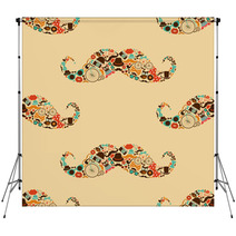 Hipster Mustache Colorful Seamless Pattern Backdrops 59361227