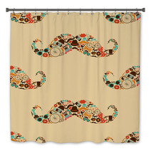 Hipster Mustache Colorful Seamless Pattern Bath Decor 59361227