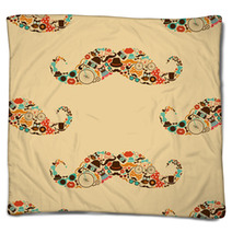 Hipster Mustache Colorful Seamless Pattern Blankets 59361227