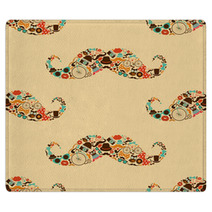 Hipster Mustache Colorful Seamless Pattern Rugs 59361227
