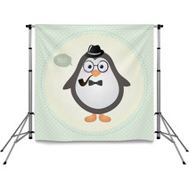 Hipster Penguin Textured Frame Design Illustration Backdrops 59549533