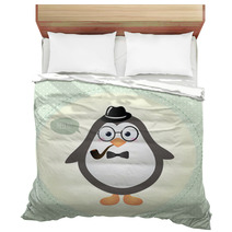 Hipster Penguin Textured Frame Design Illustration Bedding 59549533